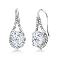 Gem Stone King 925 Sterling Silver White Moissanite Earrings for Women (4.20 Cttw, Gemstone, Oval 9X7MM)