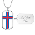 thumbnail image 4 of Faroe Island Flag Necklace Stainless Steel or 18k Gold Dog Tag 24" Chain, 4 of 8