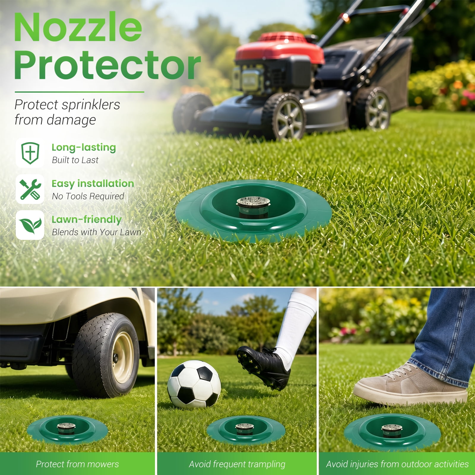 6 Pcs Sprinkler Head Protector Plastic Sprinkler Donut Guard for Lawn 6.69 in Circle Shaped Donut with 3.5 in Inner Diameter Green Outdoor Lawn Spray Guard