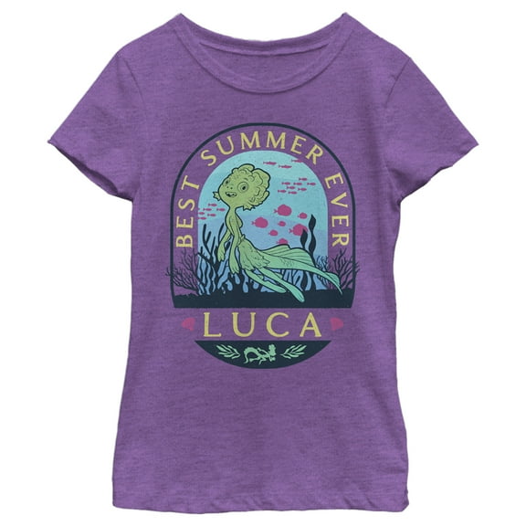 Girl's Luca Best Summer Ever Stamp  Graphic Tee Purple Berry X Large