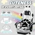 thumbnail image 3 of GOOSEA Cute Cat Ear Gaming Chair with Paw Print Lumbar Support and Cushion, Ergonomic Computer Desk Chair with Footrest, Reclining PC Game Chair for Girls and Women, 300lbs, Black and White, 3 of 9
