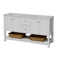 thumbnail image 2 of Lakeshore 60" Double Bathroom Vanity with White Cabinet and Engineered White Top, 2 of 6