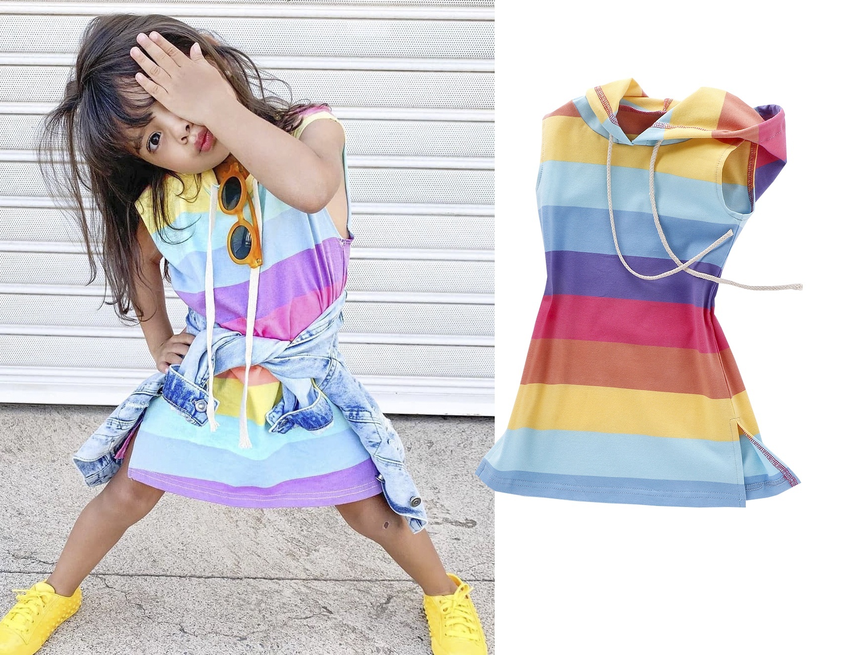 girls rainbow stripe dress