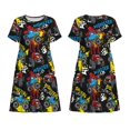 thumbnail image 3 of Bixox Robe d'Été à Manches Courtes pour Femmes Robe Ample Longueur Genou avec Poches-Monster Car, 3 of 7