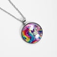 thumbnail image 4 of Robot Unicorn Attack Glass Circular Pendant Necklace | Stylish Glass Design Pendant Necklaces, 4 of 5