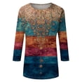 thumbnail image 4 of CCRFTGI 3/4 Length Sleeve Womens Tops Dressy Casual Crew Neck Tunic Blouses Trendy Vintage Floral Print Shirts Loose Fit Fall 2025 Tops Orange XL, 4 of 6