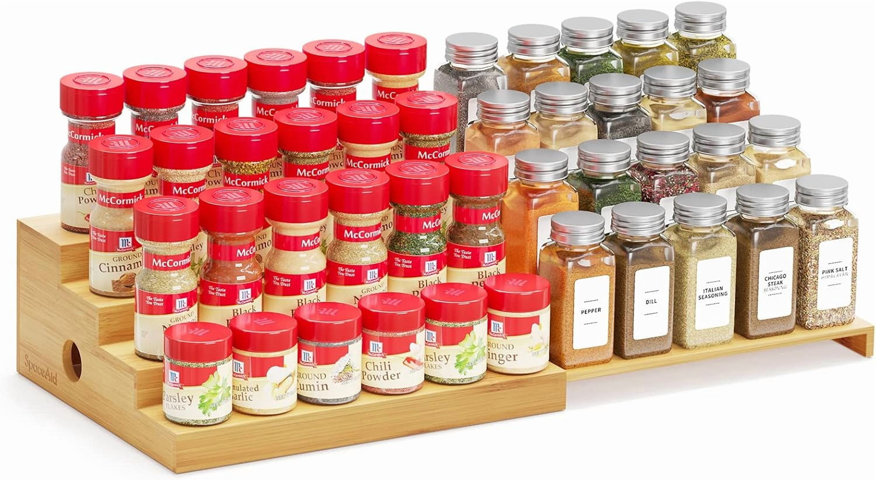 SpaceAid Expandable Spice Rack Organizer for Cabinet, Bamboo, 4 Tier