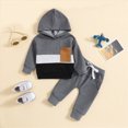 thumbnail image 2 of Zuwimk Patchwork Color Baby Hoodie Set 2PC Top Pants Outfit for Unisex Infants 3M-3Y Daily Wear(Grey,2-3 Years), 2 of 6