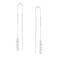 thumbnail image 2 of Bling Jewelry Womens Long Wire Hook Dangle Earrings with Three Simulated White Pearls Sterling Silver, 2 of 4