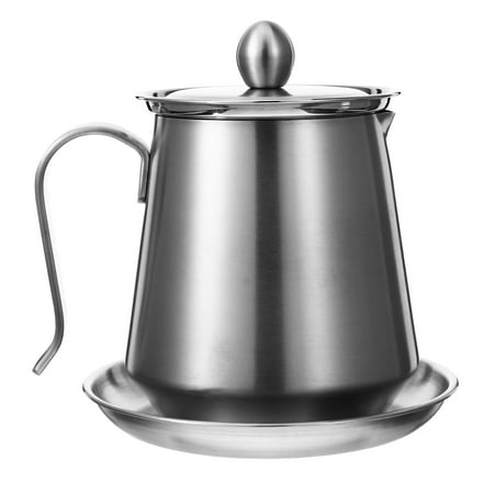 

NUOLUX 1Pc Oil Strainer Pot Stainless Steel Oil Storage Can Grease Can Kitchen Gadget