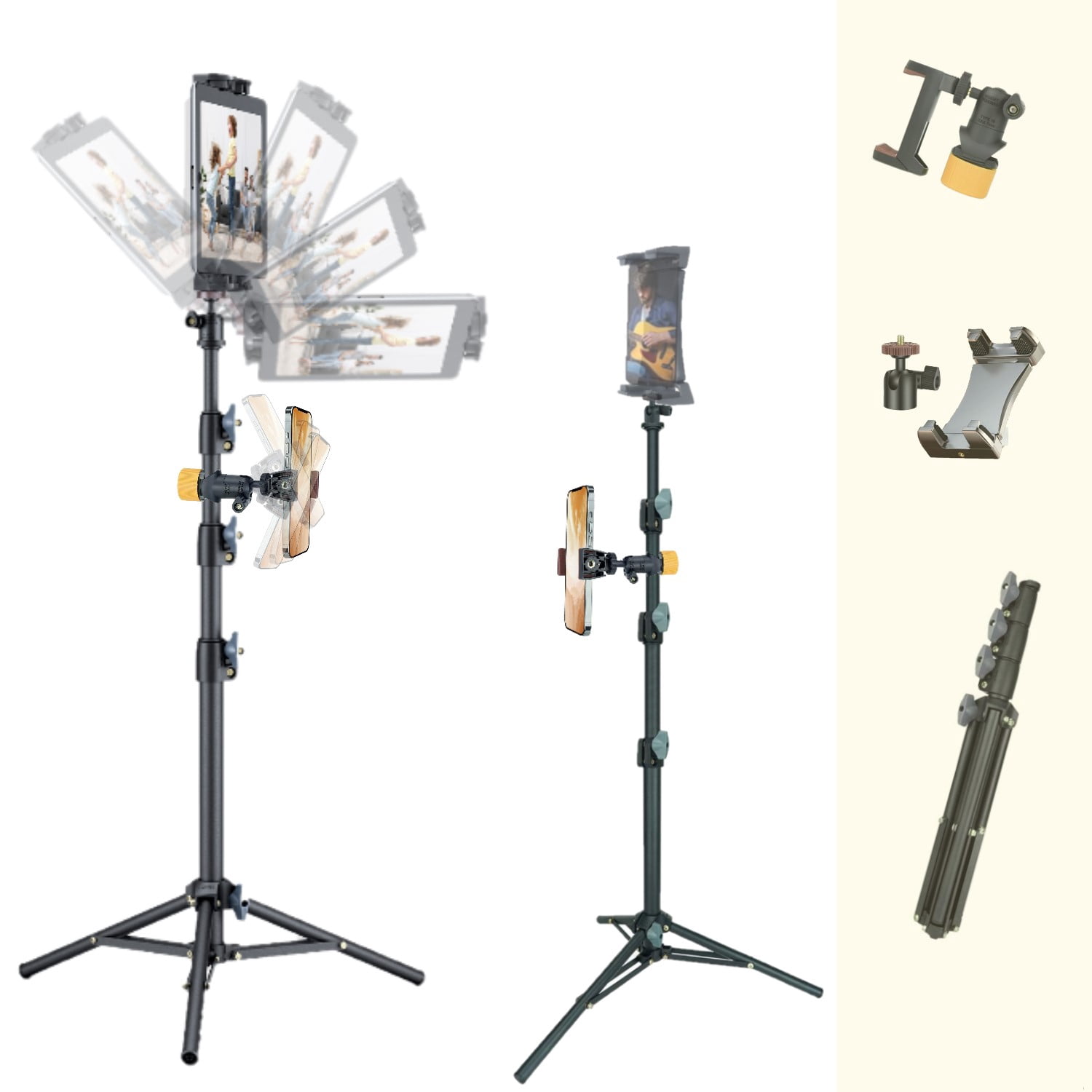 LINCO 55" Adjustable Steel iPad Tablet Tripod Stand with 360° Rotating Mic Stand Phone Holder