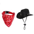 thumbnail image 1 of Disfraz de vaquero para perro Encell, minisombrero negro y bandana S, 1 of 3