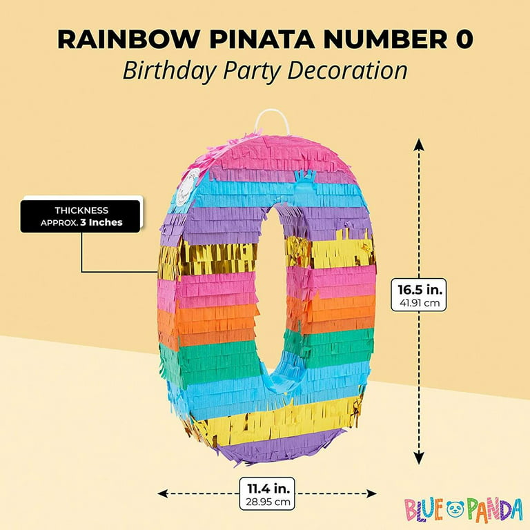 Small Rainbow Pinata Number 1 for 1st Birthday Party (11.3 x 16.5