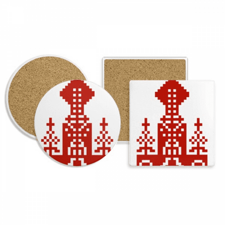 

Russia Building Mosaic Country Elements Coaster Cup Mug Holder Absorbent Stone Cork Base Set
