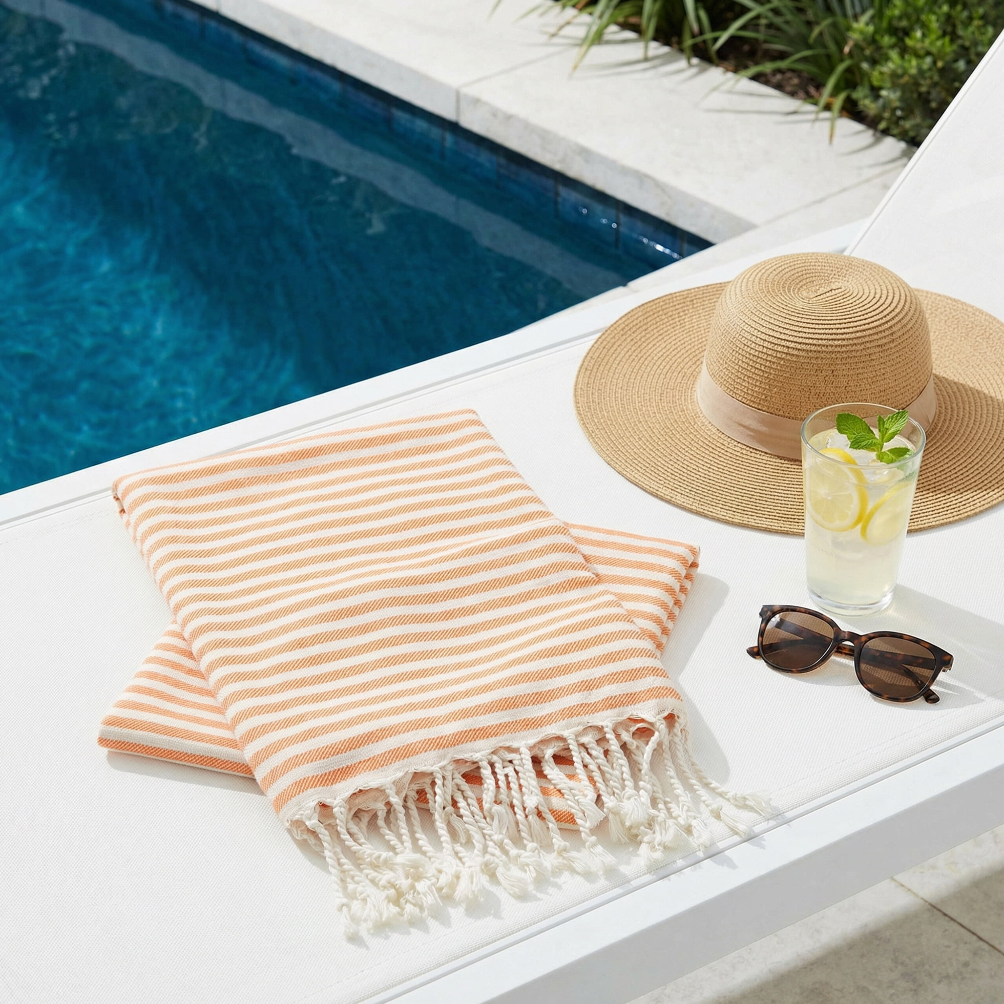 Unique Bargains 2 Pack Soft Sand Free Quick Dry Turkish Towel Orange/Yellow 71"x40"