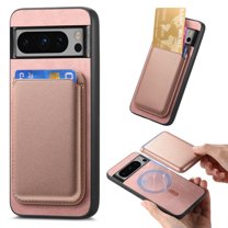 TECH CIRCLE Case for Google Pixel 9 Pro, Pixel 9 Case 6.3" (2024), PU Leather Phone Case with Removable Magnetic Card Holder Pocket, Compatible with MagSafe, Protective Lightweight Wallet Cover, Pink