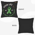 thumbnail image 6 of Set of 2 Decorative Throw Pillow Covers 18x18in - Black Background with Green Ribbon & ' DOUN LIFE ' Design for Couch Bed Car, 6 of 8