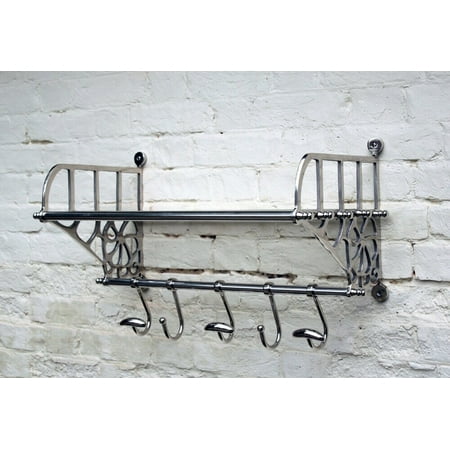 

Vintage Style Luggage Train Wall Mounted Rack With Shelf & Hooks