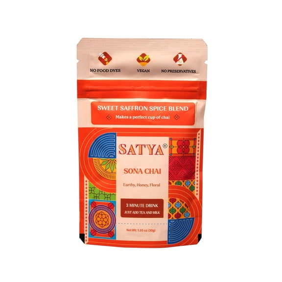 Satya Blends Indian Seasoning - Sona Chai Saffron, Earthy, Honey, Vegan, Gluten Free, Farm to Spice, Low Soduim, Dye Free, Women Owned, Minority Owned