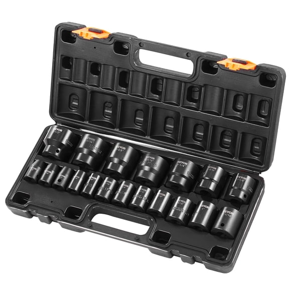 Juego de enchufes Impact Drive VEVOR, 19 piezas, 1/2 pulgada, SAE, 6 puntos