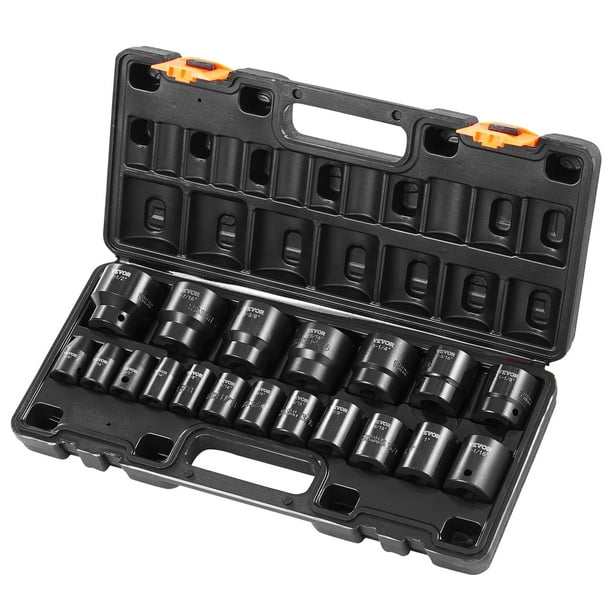 Juego de enchufes Impact Drive VEVOR, 19 piezas, 1/2 pulgada, SAE, 6 puntos