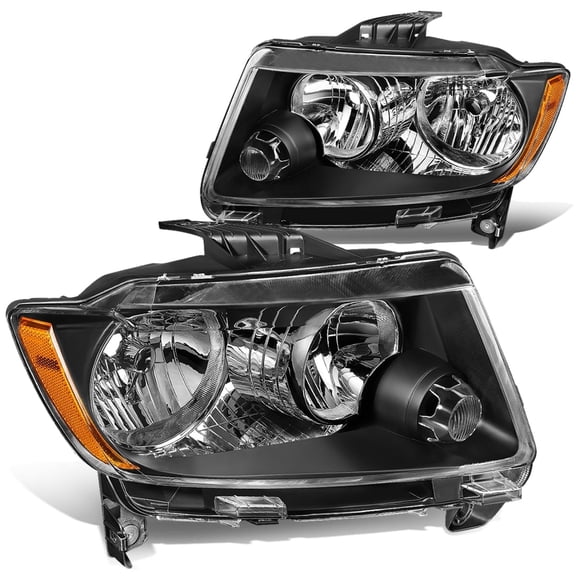 DNA Motoring For 11-13 Jeep Grand Cherokee Black Amber Corner Headlight Lamps Pair
