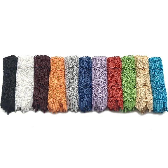 Kiddo 8.5" Champagne Red Green Off-white Black Gray Cuttable Lace Trim by Yard