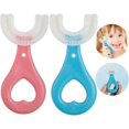 thumbnail image 1 of Cepillo de dientes para niños, cepillo de dientes para niños, cepillo de dientes en forma de U para niños, 2 cabezales de cepillo de silicona de grado alimenticio de 360° para niños (2-6 años) JFHHH pequeña, 1 of 1