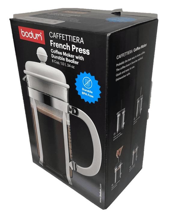BODUM Caffettiera Shatterproof Plastic French Press Coffee Maker, 34 Ounce,  White