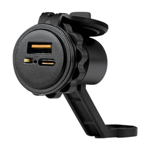 Motorcycle Charger USB-A   Type-C PD 18W Fast Charge Adapter with Switches & Lid