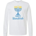 thumbnail image 3 of Inktastic Happy Hanukkah with Blue Menorah Long Sleeve T-Shirt, 3 of 5