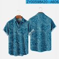 thumbnail image 1 of 2022 New Original Risk Free Wave Pattern 3D Printing Lapel Men's T-Shirt Top Hawaiian Beach Style, 1 of 5
