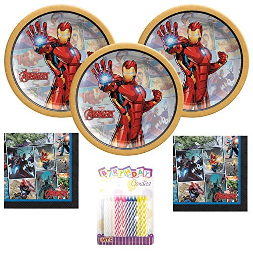 Iron Man Party Supplies Pack Serves 16 Dessert Plates and Napkins With