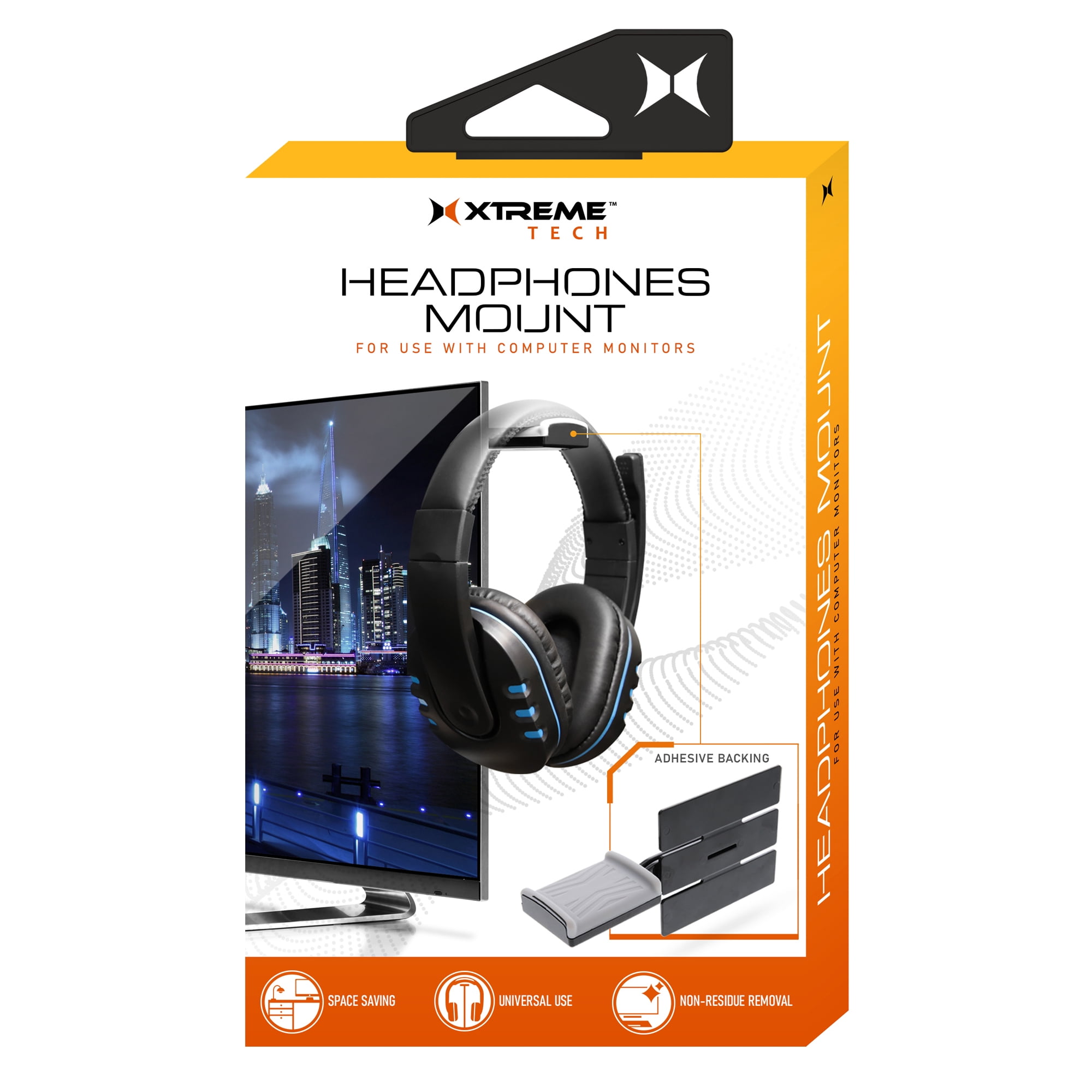 Xtreme Headphones Holder, Mounts on Computer Monitor, Headset Mount