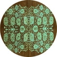 thumbnail image 1 of Ahgly Company Indoor Round Oriental Turquoise Blue Industrial Area Rugs, 8' Round, 1 of 4