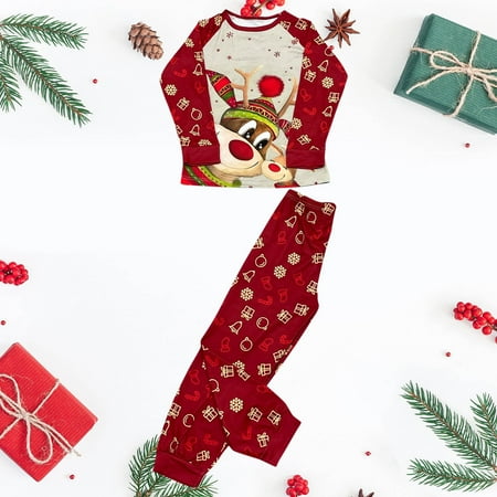 

EQWLJWE Boys Girls Christmas Fashion Cute Elk Print Top Pants Suit Family Christmas Pajamas for Family Kid Christmas Pajamas for Family Holiday Clearance