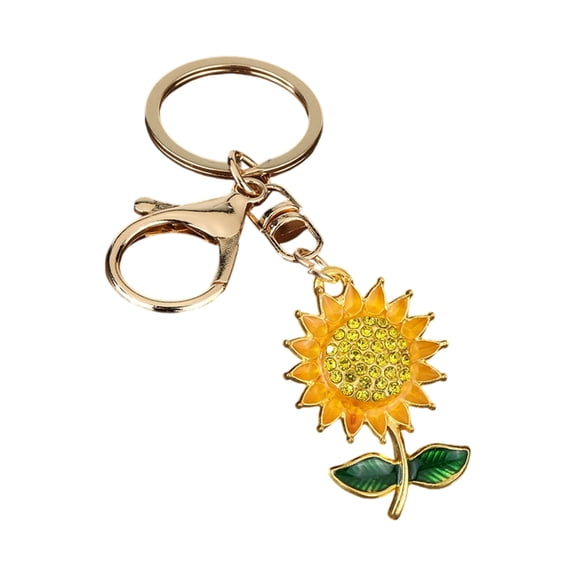 Stylish Zinc Alloy Key Chain Sunflower Pattern Keychain Decorative Ornament for Purse Backpack Car Interior