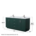 thumbnail image 6 of Wyndham Collection Miranda 72" Plywood Double Bathroom Vanity in Green/Nickel, 6 of 7