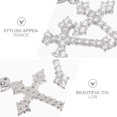 thumbnail image 3 of Rhinestone Cross Earrings Large Cross Dangle Earrings Shiny Earrings for Silver, 3 of 6
