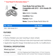 thumbnail image 2 of Front Brake Pad and Rotor Kit - Compatible with 2012 - 2016 Honda CR-V AWD 2013 2014 2015, 2 of 2