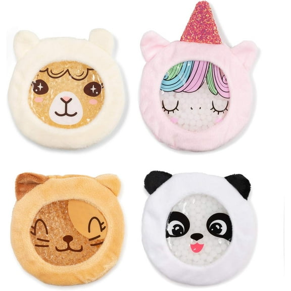 Premium Dual Action Hot or Cold Gel Packs | 4 Pack | Soft Plush Fabric Sleeves | Adorable Zoo Animals Design | Durable Gel Bead Wrap | Perfect for Boo-Boos and Aches