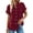 Burgundy, variant on FreshPretty Womens Button Down Shirts Ruffle Short Sleeve Loose Summer Tops Dressy Casual V Neck Business Work Blouses