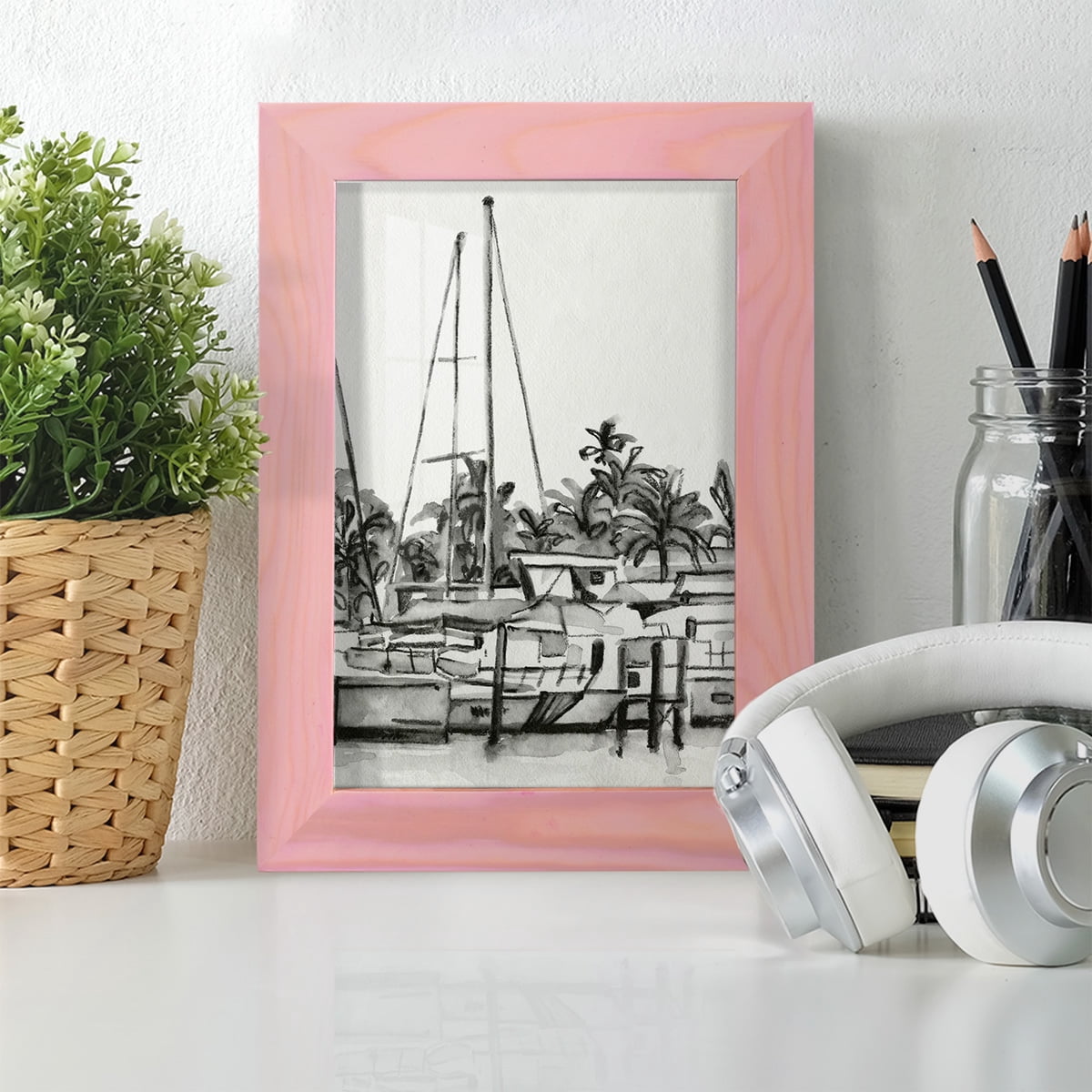 Neutral Tropics IV - Framed Print w/glass - Sunset Pink