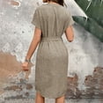 thumbnail image 5 of ZOELNIC Women's Elegant Short Sleeve V Neck High Waist Dress Summer Casual Dress With Belt, S, 5 of 6