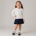 thumbnail image 4 of Edvintorg White Cardigan for Girls Toddler Kids Knitted Sweater Fashion Cute Crewneck Long Sleeve Button Up Cardigan 1-9Years, 4 of 5
