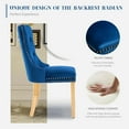 thumbnail image 4 of JESTOP Velvet Dining Chairs Set of 2, Tall Back Side Chair, Modern Upholstered Side Chair with Button Back Ring, Gold Plated Stainless Steel Legs (Blue), 4 of 7