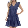 thumbnail image 1 of Pompotops Robes d'Été Sans Manches pour Femmes, Col en U, Amincissantes, 1 of 9