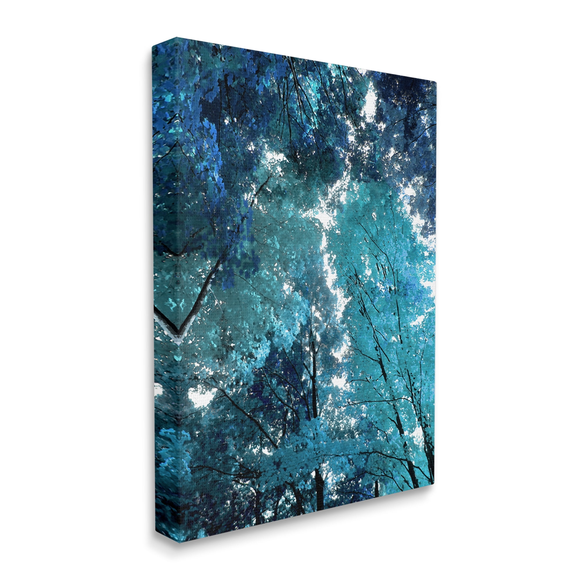 Stupell Industries Modern Blue Forest Trees Nature Painting Gallery Wrapped Canvas Print Wall Art, 36 x 48