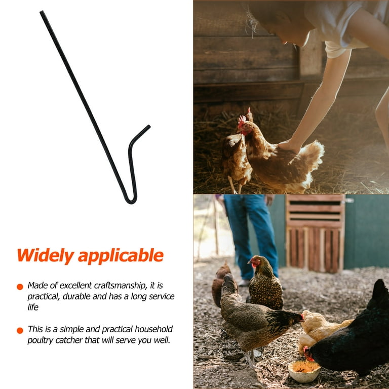 Chicken Catching Tool Hook Animal Poultry Catcher Leg Magnetic Pickup Pick-Up Pole Stick Duck Iron, Size: 32X8CM, Black
