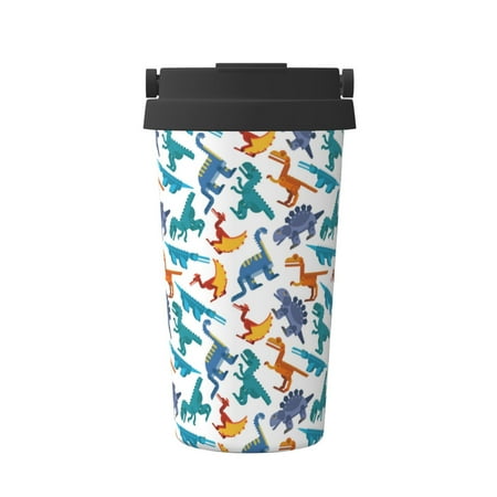 

Fuzoiu Block Dinosaur Print Stainless Steel Travel Mug Vacuum Insulated Coffee Travel Mug Reusable Coffee Cup for Hot and Cold